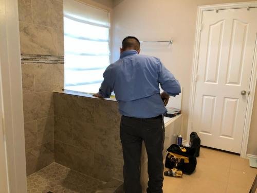 On-Site Measurement for Custom Frameless Shower Glass — Houston TX
