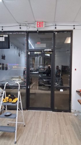 Commercial Glass Door and Storefront Interior View — Houston TX