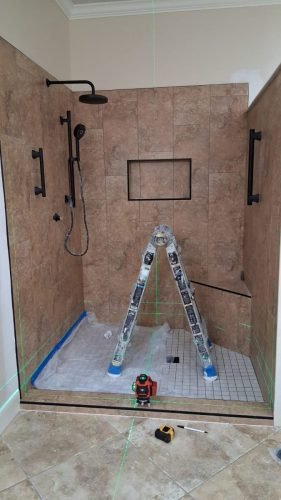BEFORE: Walk-in Shower Ready for Frameless Glass — Houston TX