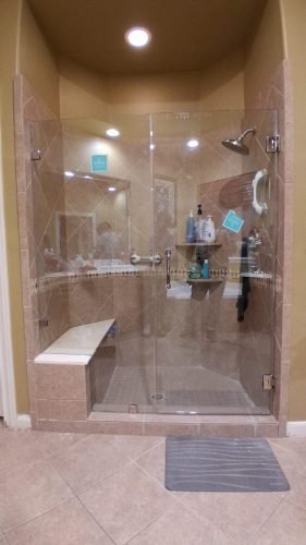 Frameless Glass Shower Enclosure, Matte Black Hardware — Houston TX
